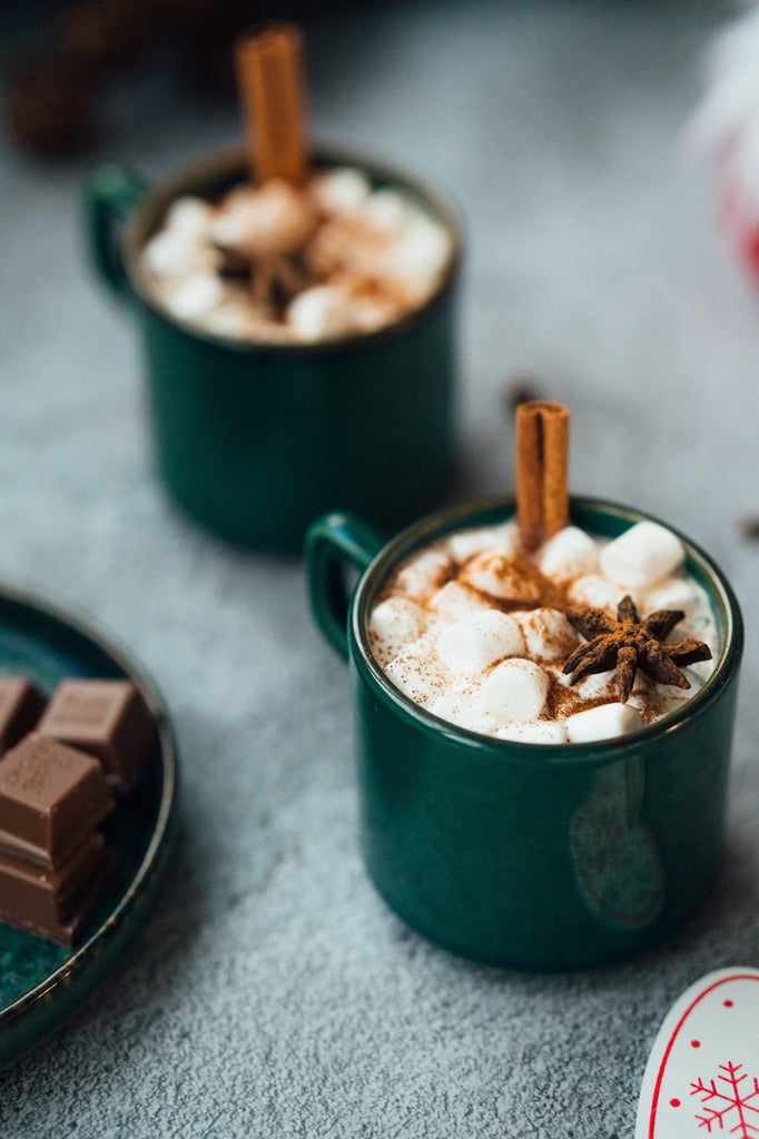 Hot chocolate prepared with cocoa mix, 1936 Torrefacto instant coffee, milk, and whip cream is a treat fit for a dessert and is quick and easy