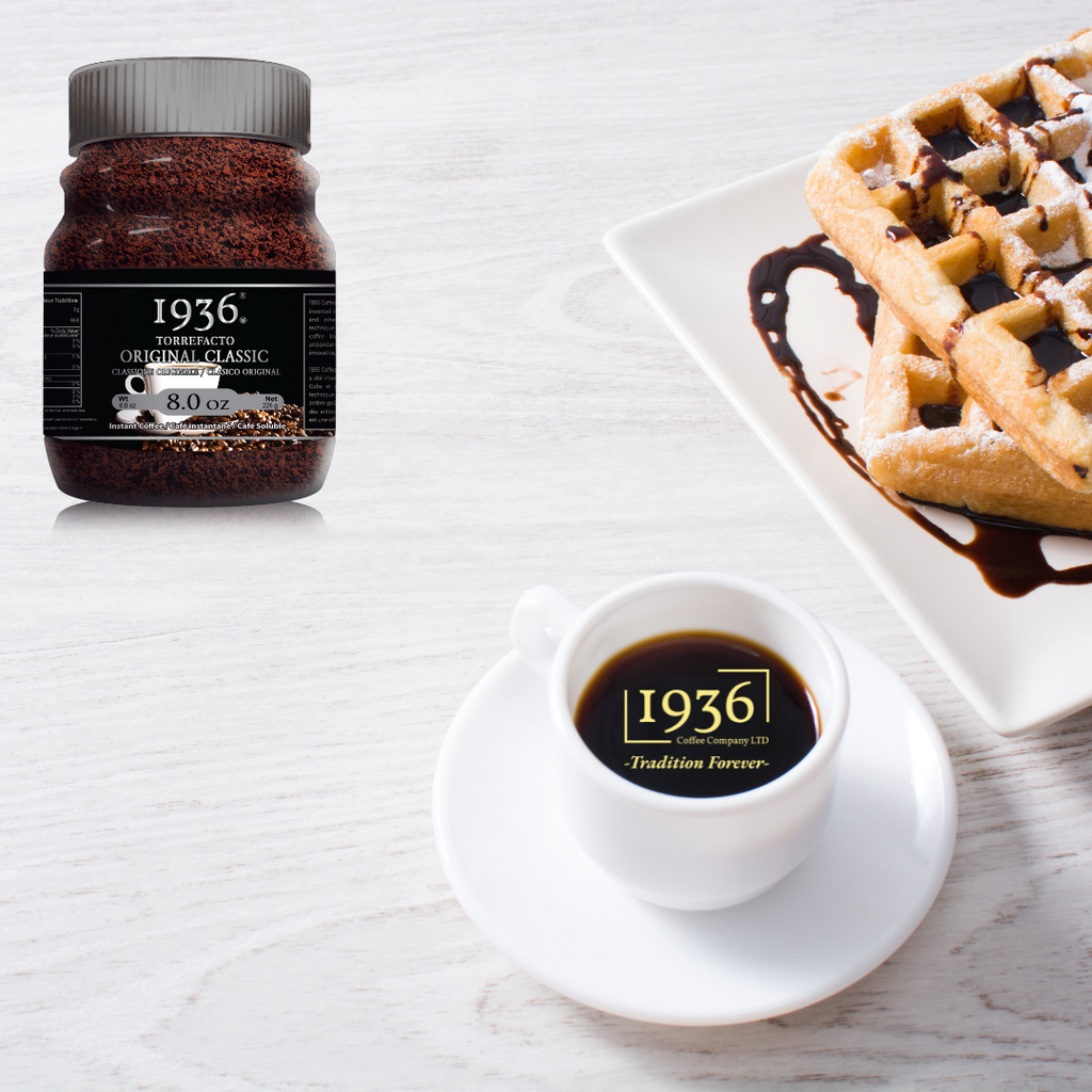 delicious waffles with 1936 coffee